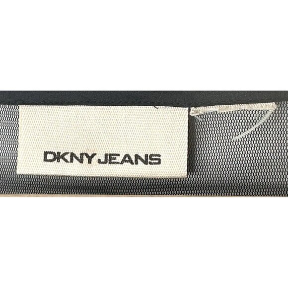 DKNY Tank Top Semi Sheer Halter Women Size S-M Black Mesh Panels Front Back - Picture 5 of 8